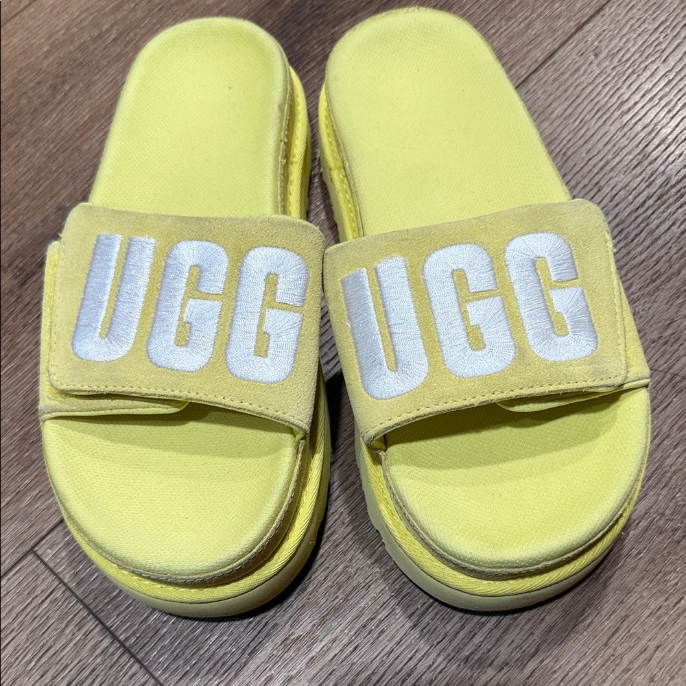 UGG Kids Yellow Slide Slippers